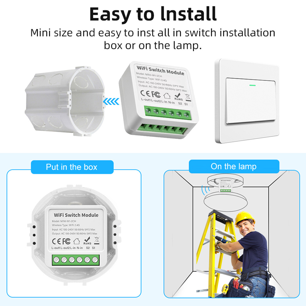Tuya Zigbee/Wifi 1/2/3/4CH MINI inteligentny przełącznik dwukierunkowe sterowanie bezprzewodowy włącznik światła inteligentna automatyka domowa za pośrednictwem Alexa Google Home