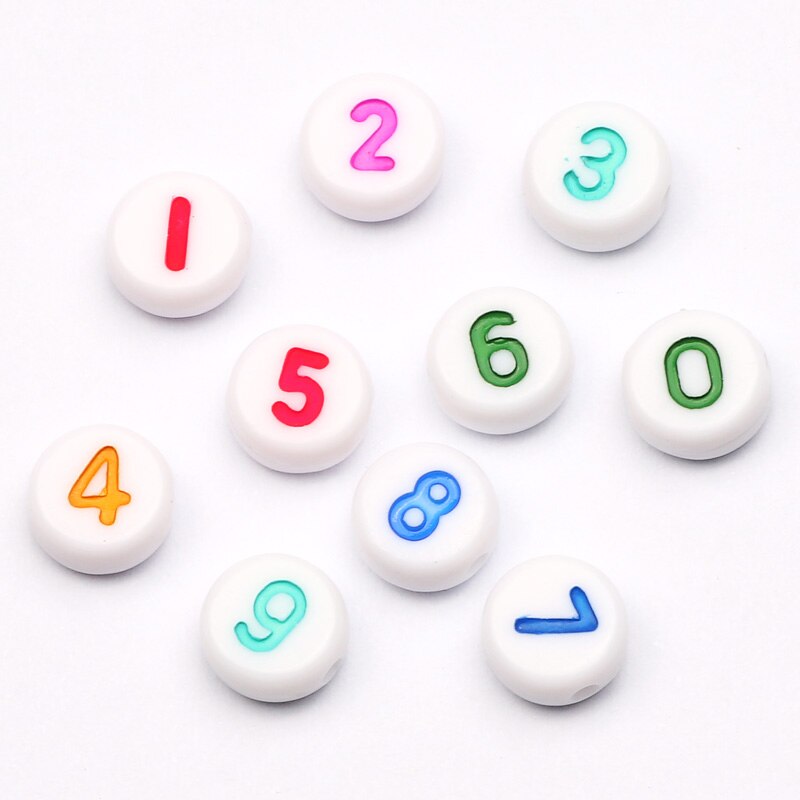 Acrylperlen, 100-300 stück, 4 x 7mm, runde, flache, farbige zahlenperlen, lose abstandshalter für schmuckherstellung, diy-halskettenzubehör