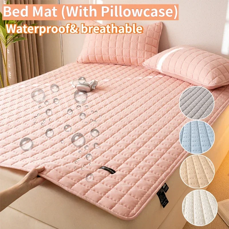 Vanntett madrassbeskytter sengetøy vattert overmadrass med elastisk bånd mykt beskyttende sengeteppe bettlaken 200 x 220