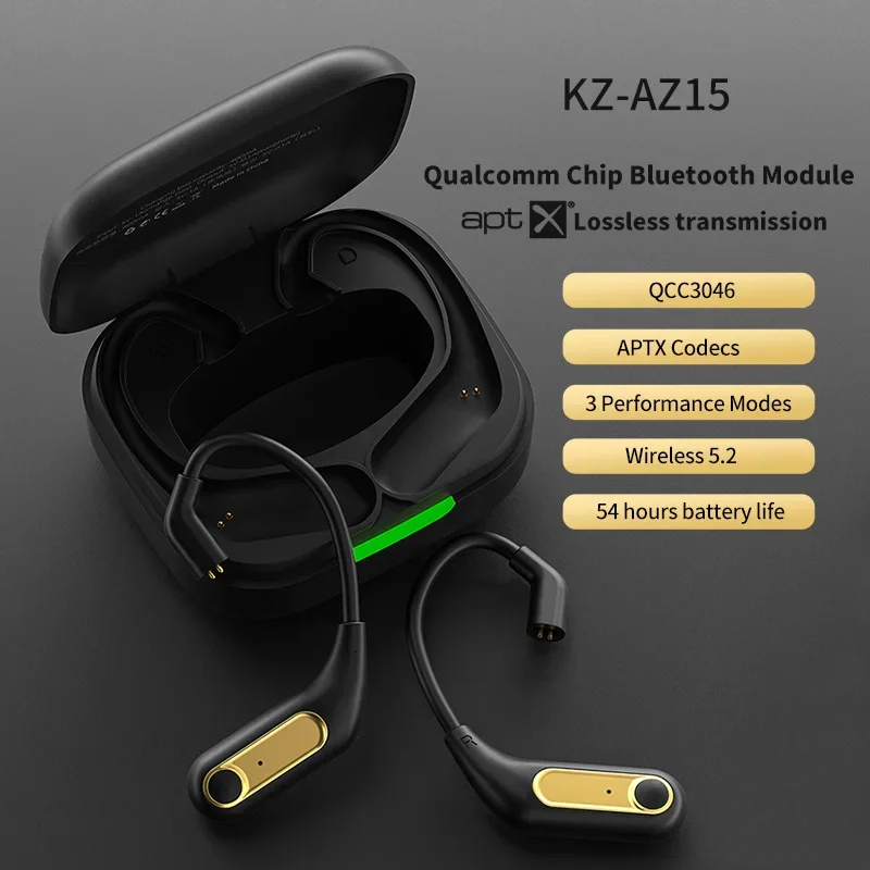 KZ AZ15 Upgrade Wireless Ear Hook Headphones Wire Bluetooth-compatible 5.2 Cable with Charging Case