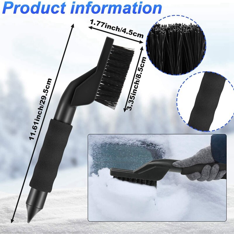 Ice Scraper Gloves Waterproof Snow Remover Windshield Snow Scraper Mitts with Thick Fleece Lined, Snow Brush, 3 PCS