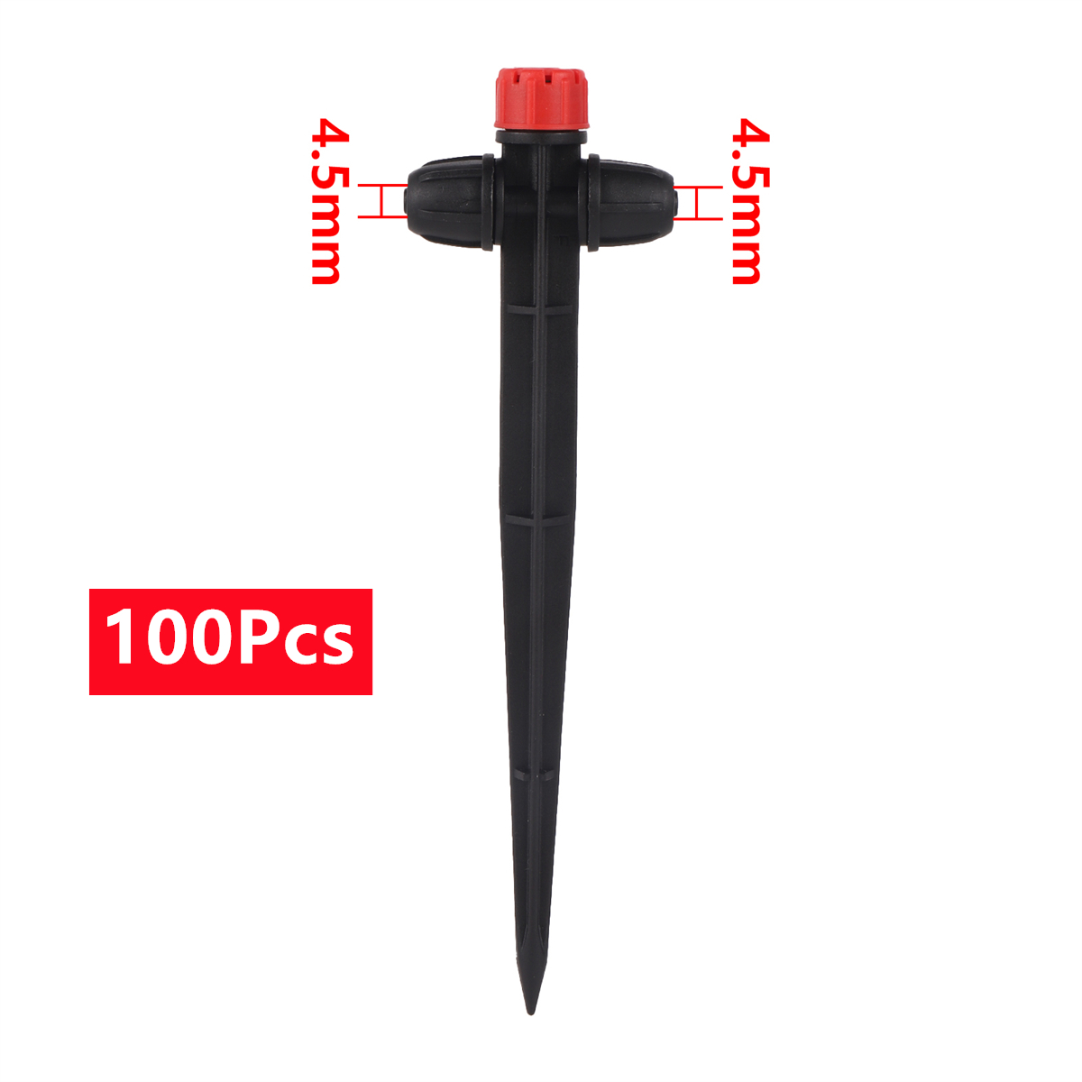 Dispositif de micro-pulvérisation d'irrigation de jardin, gouttes rouges réglables branchées au sol, flèche goutte à goutte à cercle complet, résistant à 360, 8 trous, 10 pièces, 100 pièces: Black