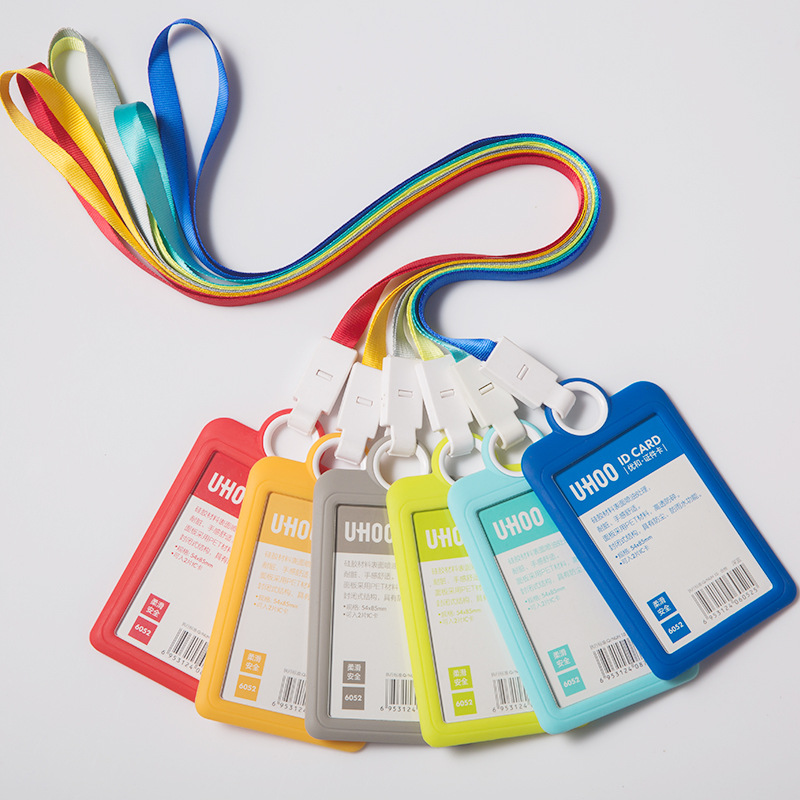Pehmeä Pudotuksenesto Työ ID-korttipidike Kaulanauha Lanyard Standard Silikonikorttikotelo Läpinäkyvä Kortinhaltija ID-kortille Opiskelijakortille