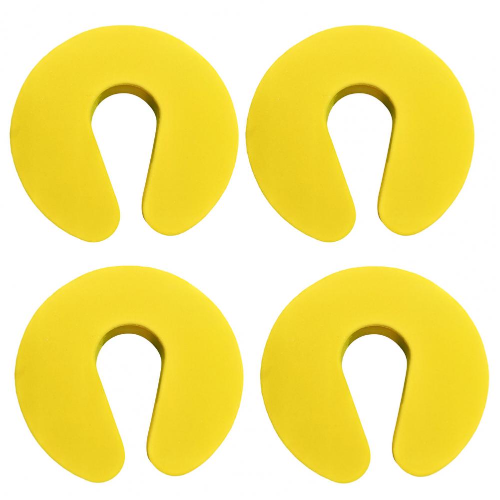 4Pcs Household Door Buffer High Elasticity Door Stopper Home Improvement C Shape Doorstop for Protecting Children Safe Stopper: Yellow
