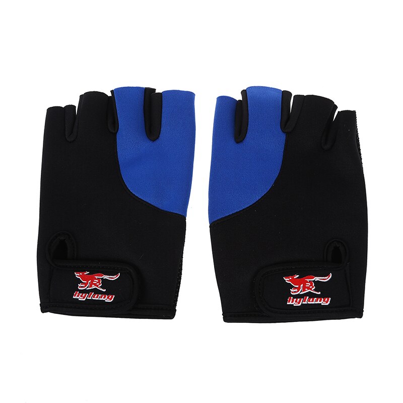 2 Pcs Black Blue Neoprene Fingerless Sports Gloves for Men