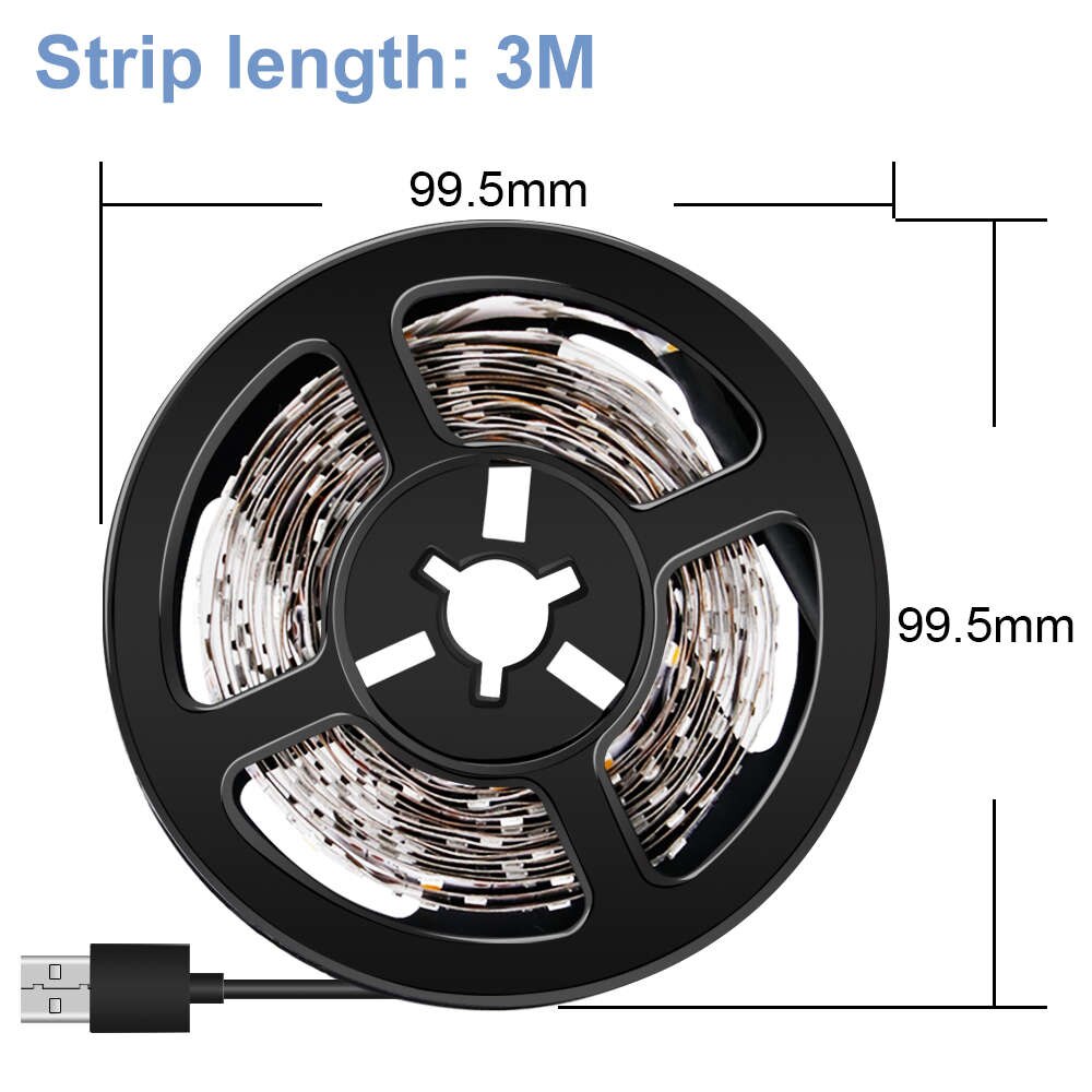 USB Strip LED TV Licht 5 V Flexibele LED Night Lamp Draadloze LED Computer Lint Lichten Garderobe Kast Lamp Backlight verlichtin: 3m 180leds / Warm White