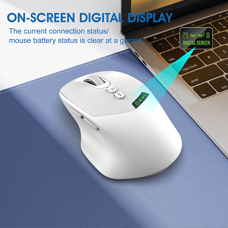 Ratón silencioso inalámbrico con pantalla multifunción, conexión inalámbrica de modo Dual Bluetooth ajustable APAYADO DPI para juegos