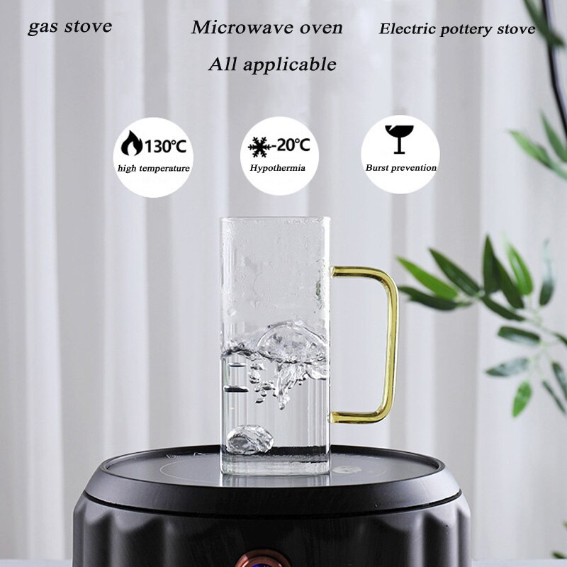 Square glass square cup household transparent with a juice cup can be heated breakfast cup