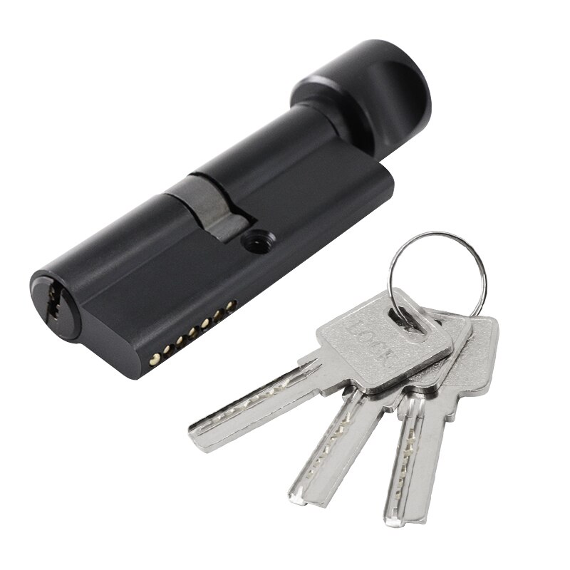 Marie  lh3019 moderne aluminium deurkruk voor binnendeuren, duurzame grendel met magneetslot, deurbeslag voor slaapkamer: Zwarte cilinder