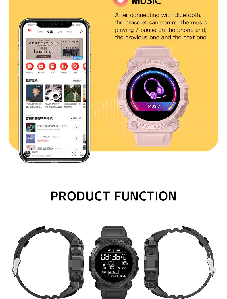 FD68S Smart Watch Men Women Sports Fitness Bracelets Wristwatch Touch Screen Smartwatch Waterproof Bluetooth For Android Ios