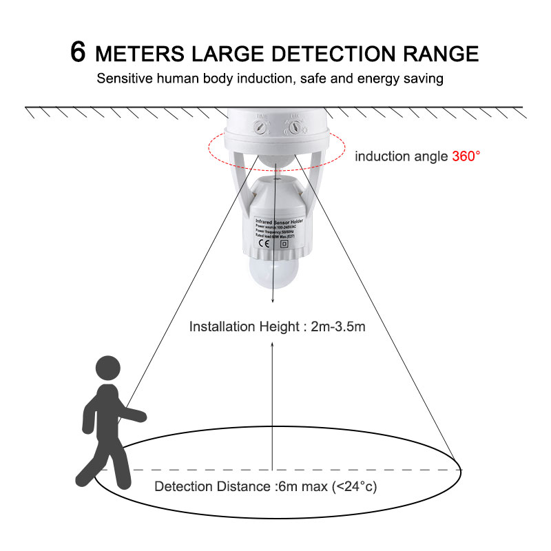 Pir rörelsesensor uttag  e27 omvandlare 100-240v auto smart induktionsbrytare  e27 ampull led lamphållare