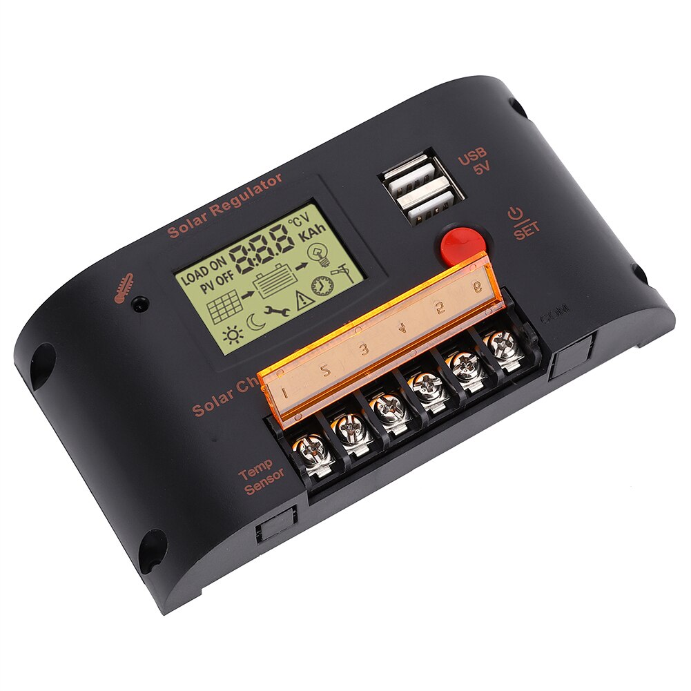 Solar Panel Regulator LCD Solar Charge Controller 10A/20A 12V/24V for Lead-Acid Battery Auto Switch Overload Protection CMB2410
