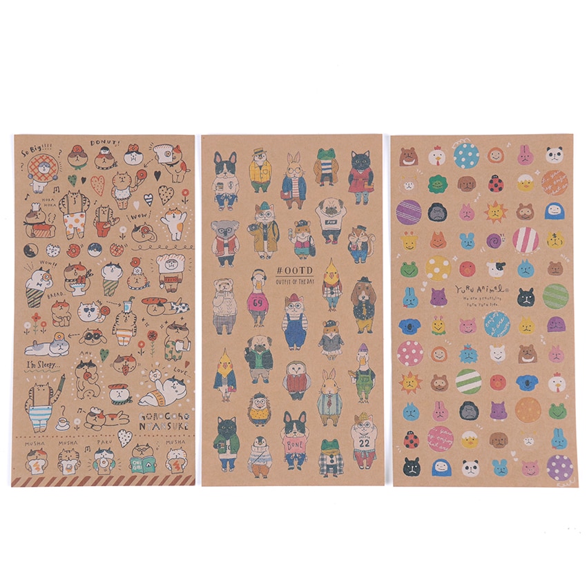 Papel Kraft japonés pegatina de gato Linda diario decorar Scrapbooking papelería pegatinas suministros