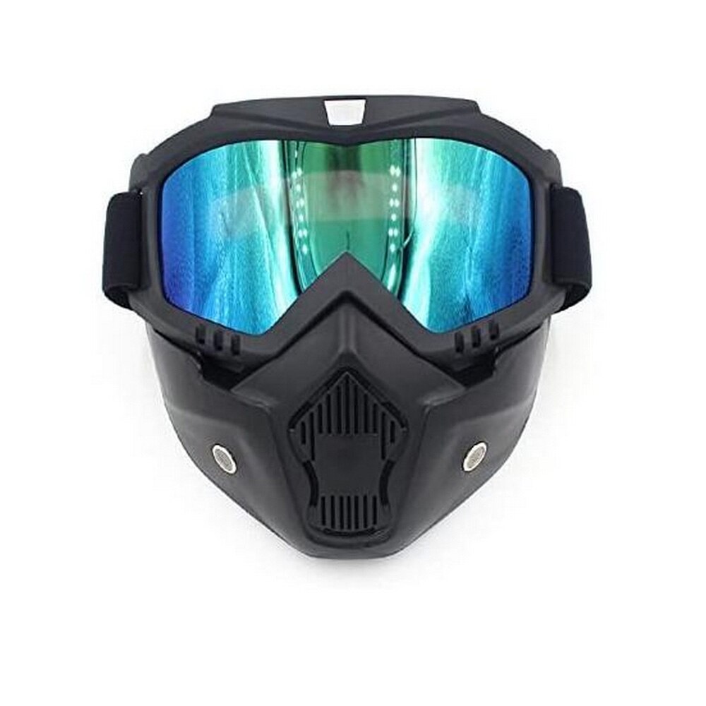 Motorcycle Helmet with Riding Goggles Glasses with Removable Face Mask,Detachable Fog-proof Warm Goggles Bicycle Motorcycle Caps: Colorful