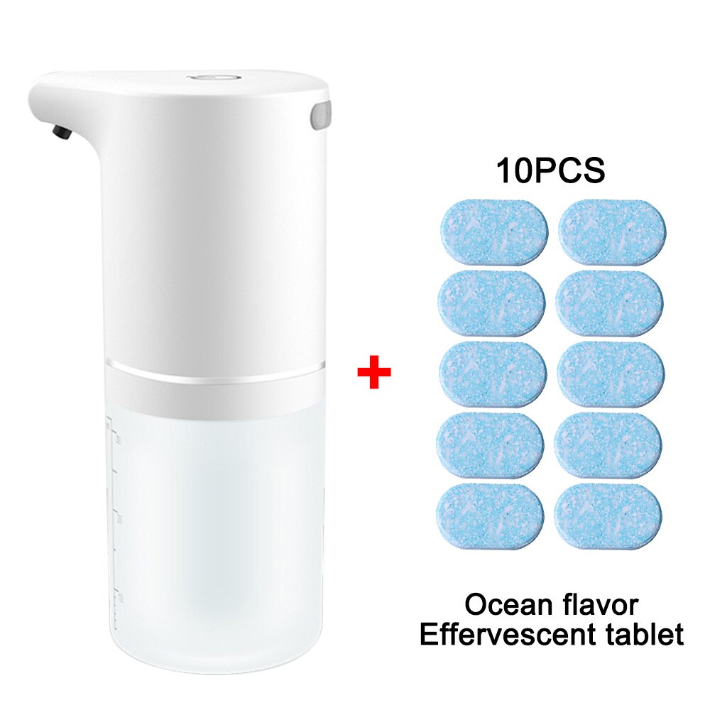Dispensador de jabón automático sin contacto, máquina de espuma inteligente con carga USB, Sensor infrarrojo, Manos libres de jabón líquido, desinfectante: White Set C