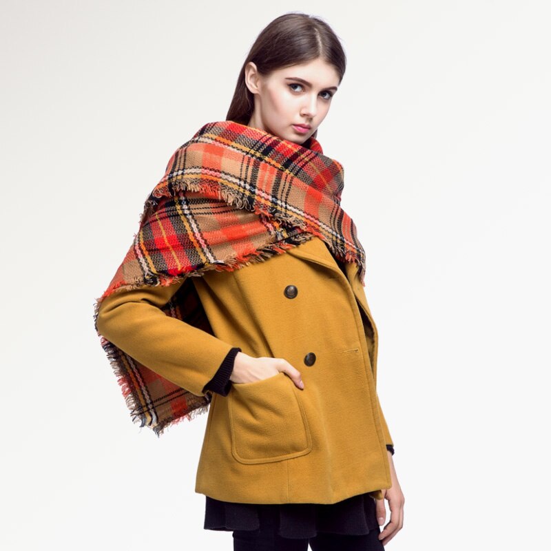 [VIANOSI] plaid sjaal vrouwen Thicken Zachte Winter sjaal Mode Sjaals DS033: 14