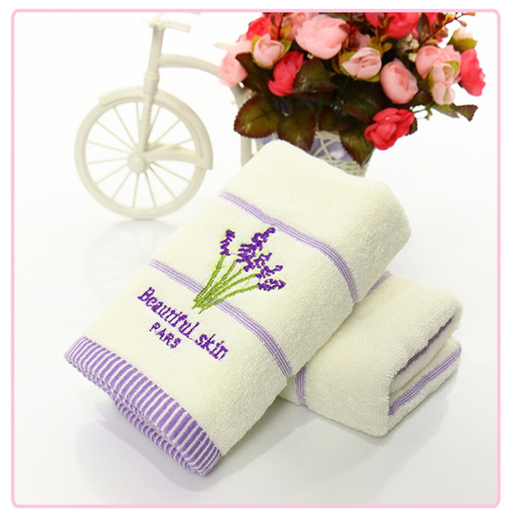 1Pc Borduren Handdoeken Mooie Huid Parijs Lavendel Bloemen Katoen Stof Geurige Geur Basten Handdoeken 34*74 Cm: YELLOW
