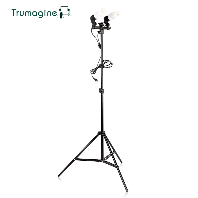 TRUMAGINE Double Head Photography Studio Light Fitting Photo Lighting E27 Socket Bulb Holder Flash Umbrella Bracket EU US Plug