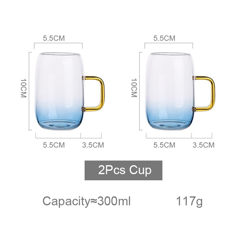 Jarra de agua de vidrio para uso doméstico, hervidor de agua, tetera, jarra de agua de vidrio con mango para hervir bebidas frías, jarra de vidrio: 2 x Cup