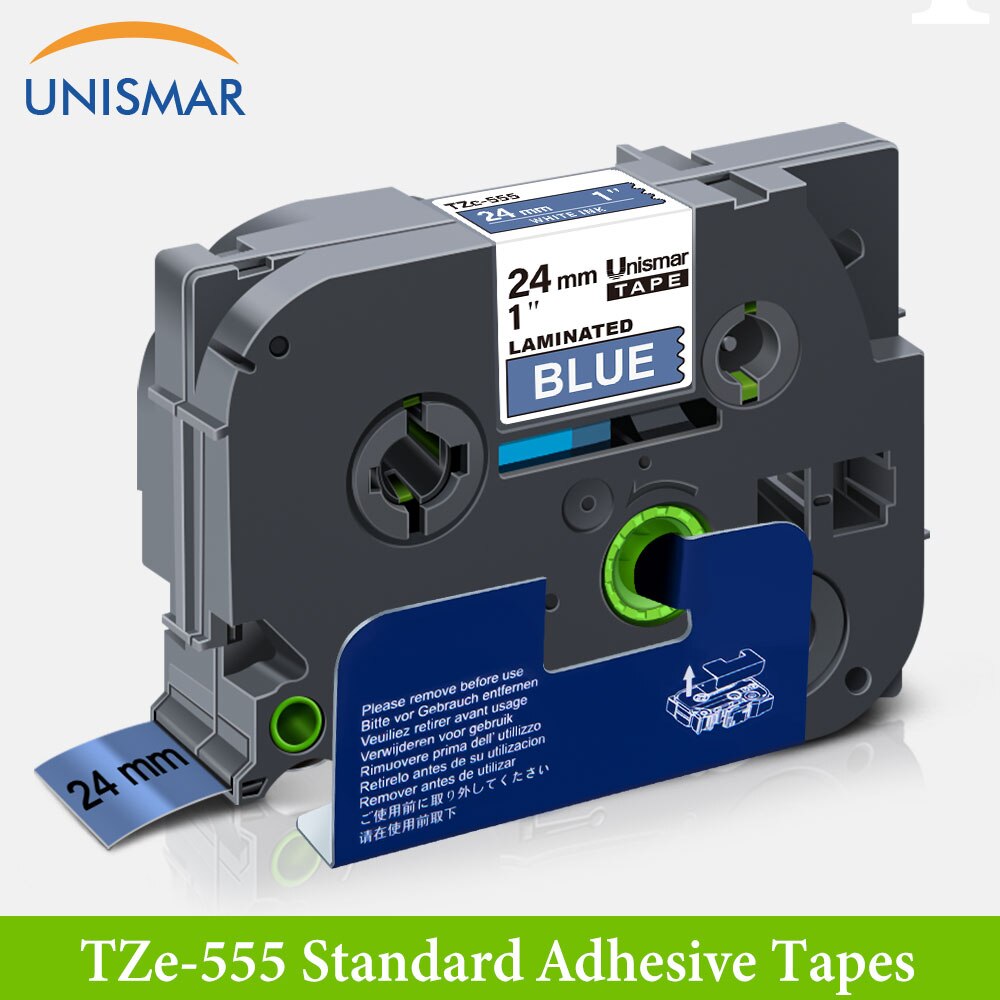 Unismar 24mm TZ-153 Labeling Tapes TZe-153 Blue on Clear TZ TZe 153 Tape 24mm Laminated Ribbon For Brother P touch Label Maker: White on Blue