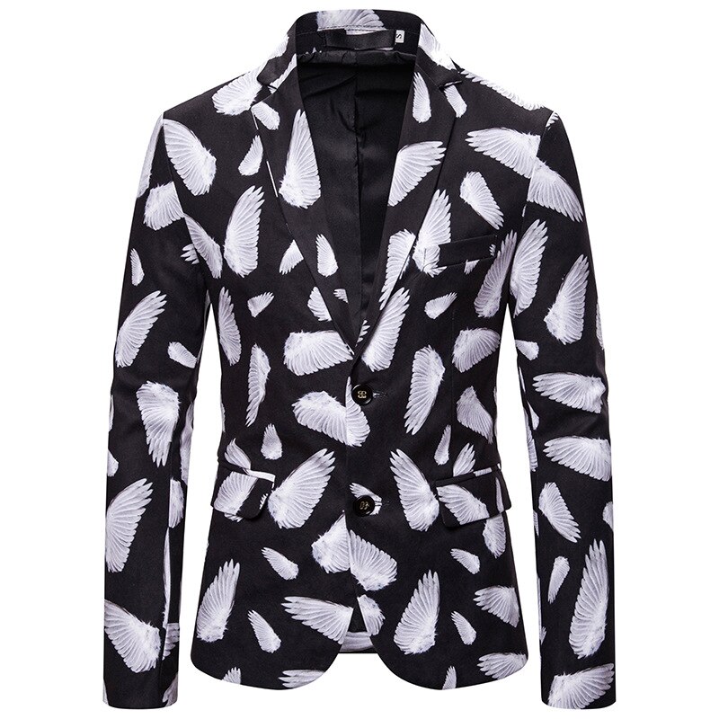 Men's Boutique High-end Brand Party Casual Blazer Coat Mens Wing Print Slim Business Suit Jacket: XXL