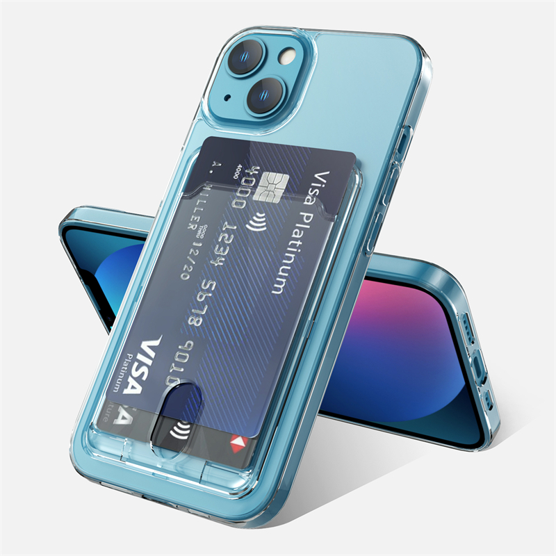 Funda transparente de lujo con ranura para tarjetas, carcasa dura de acrílico transparente a prueba de golpes para iPhone 16, 15, 14, 12, 11, 13 Pro Max Plus, XR: Nylon