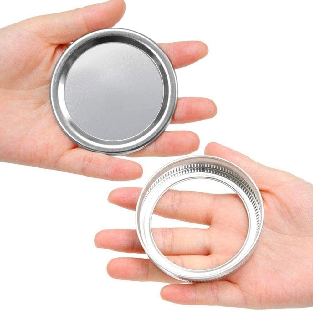 12PCS 70/86mm Mason Jar Lids with Discs Wide Mouth Canning Mug Glass Lid Stainless Steel Top Covers Rust Resistant Screw Rings