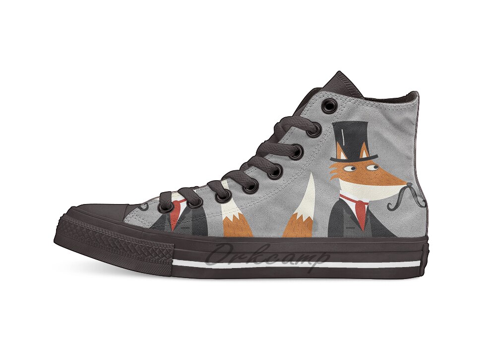 Gentleman Fox breathable Casual High Top lace-up Canvas shoes sneakers For: Beige / 5