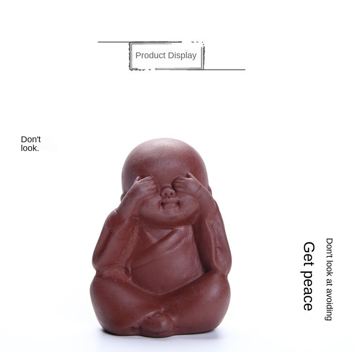 Yixing-adornos de té de arcilla hechos a mano, accesorios para Mini juego de té, pequeño Monje, lindo: Tea pet3