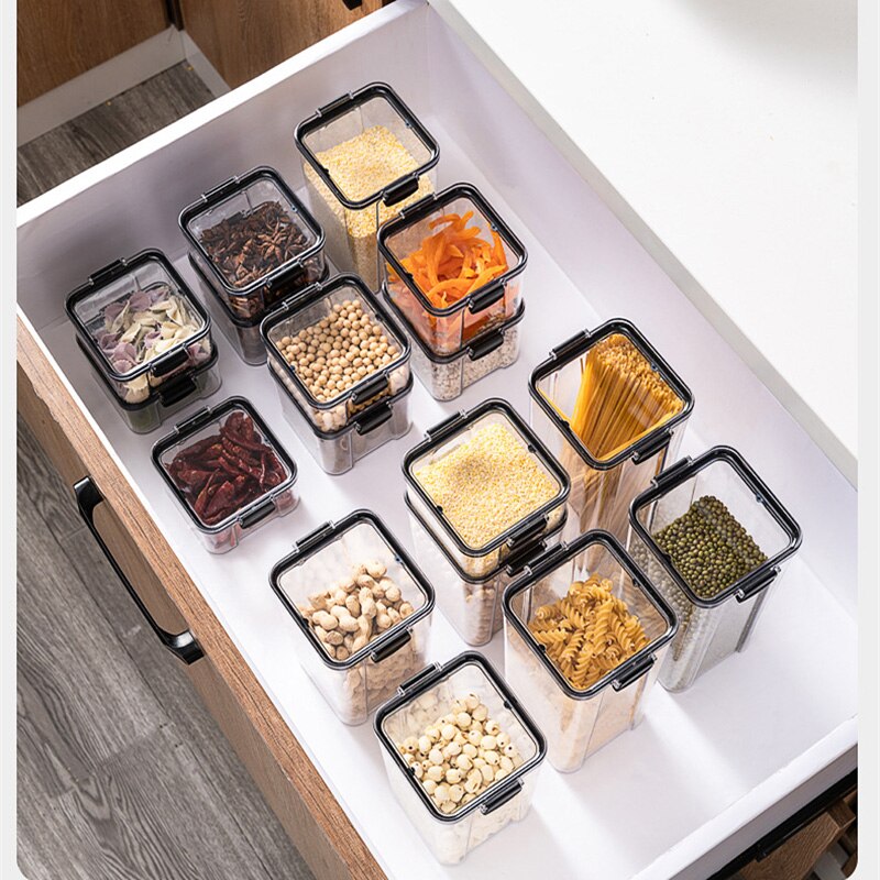 Airtight Food Storage Containers Set with Lids Plastic Dry Food Canisters for Kitchen Pantry Organization and Storage fridge can