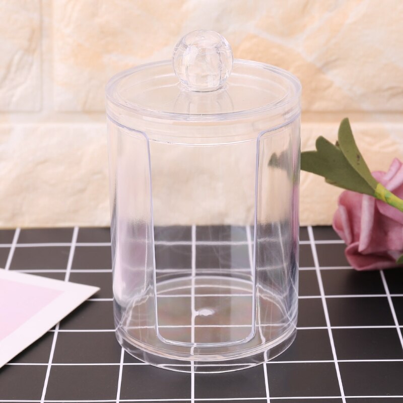 Gennemsigtig plastik organizer box rund beholder opbevaring makeup vatpind
