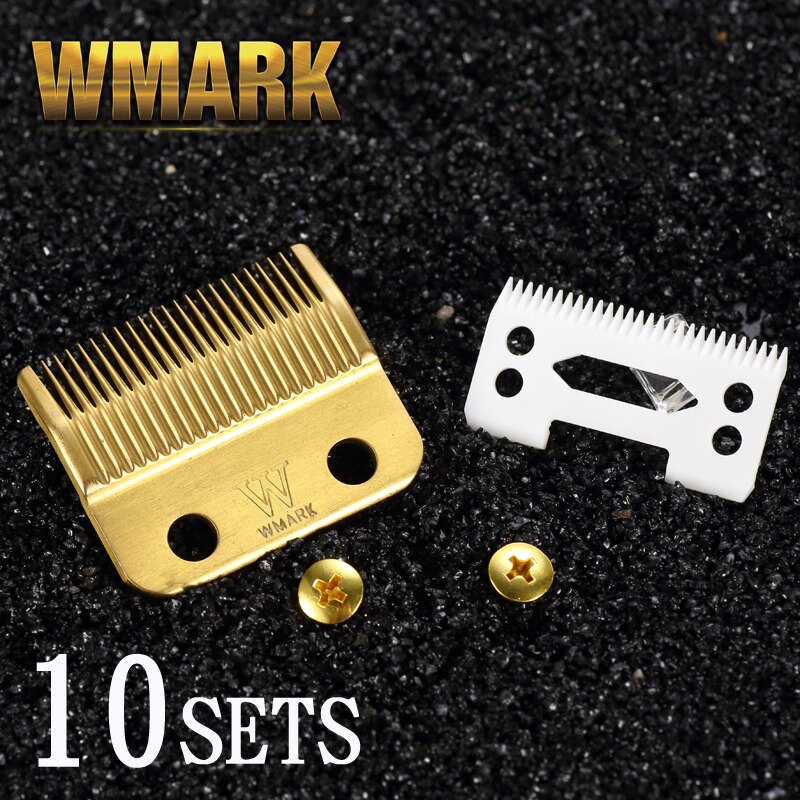 Wmark Professionele Tondeuse Blade Haar Snijmachine Hoge Doos Stalen Accessoires Gouden Met Keramische Blade Voor Draadloze: W-4 10 sets