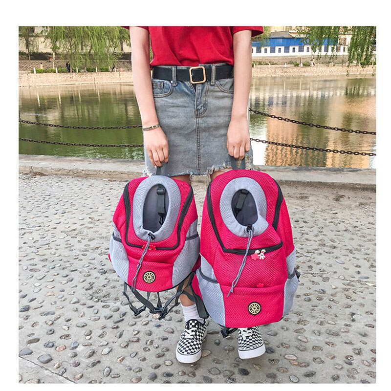 Out Dubbele Schouder Draagbare Rugzak Outdoor Hond Draagtas Hond Voorkant Tas Mesh Rugzak Hoofd