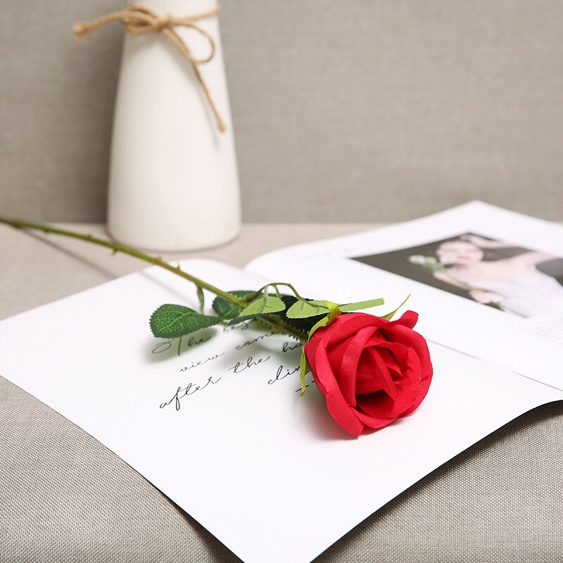 Artificial Red Rose Flowers Living Room Home Decoration Accessories Thanksgiving Wedding Diy Bouquet Silk Flowers Bouquet: rose