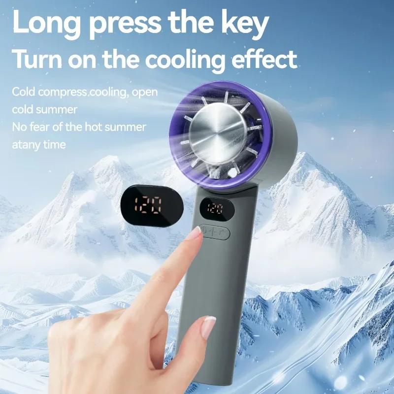 Mini ventilador portátil de 3000mAh, 120 velocidades de viento, refrigeración instantánea con modo de hielo, ventilador de mano, ventiladores eléctricos recargables por USB, ventilador de Camping
