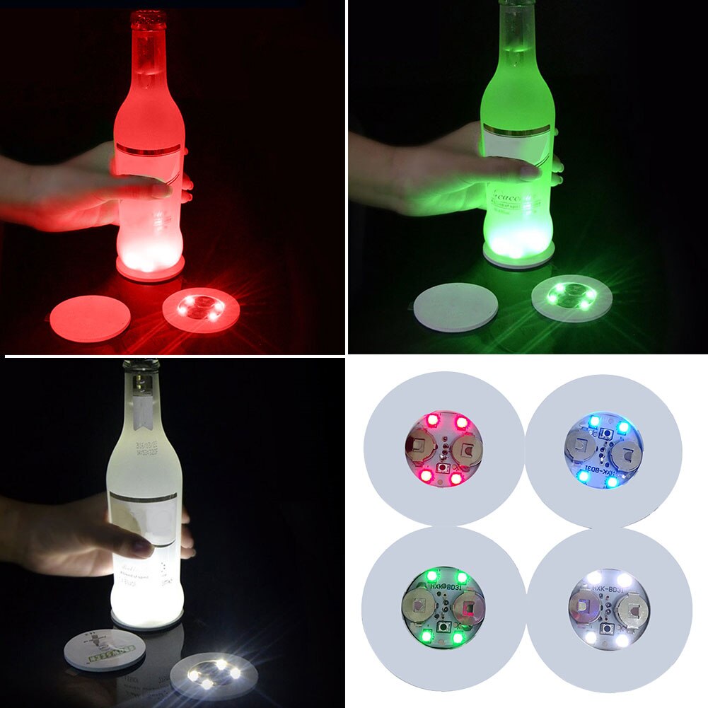 LED Glorifier 3 Modes Mini Glow Coaster LED Drink Cup Mat Bottle Light Stickers Festival Nightclub Bar Party Vase Decoration