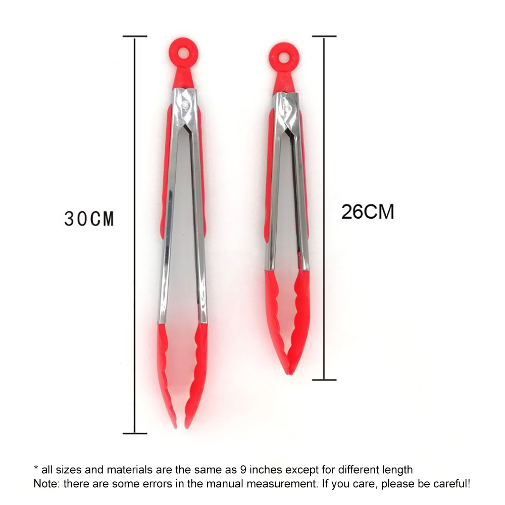 1PC Silicone Cooking Food Serving BBQ Stainless Tongs Steel Handle Utensil Clamp BBQ Salad Tools Kitchen Accessories