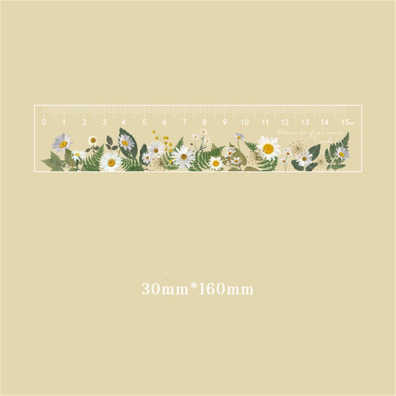 Regla de margaritas Rosa multifunción, 15 cm, herramientas de dibujo DIY, reglas con flores para estudiantes, escuela, suministros de oficina: Blanco