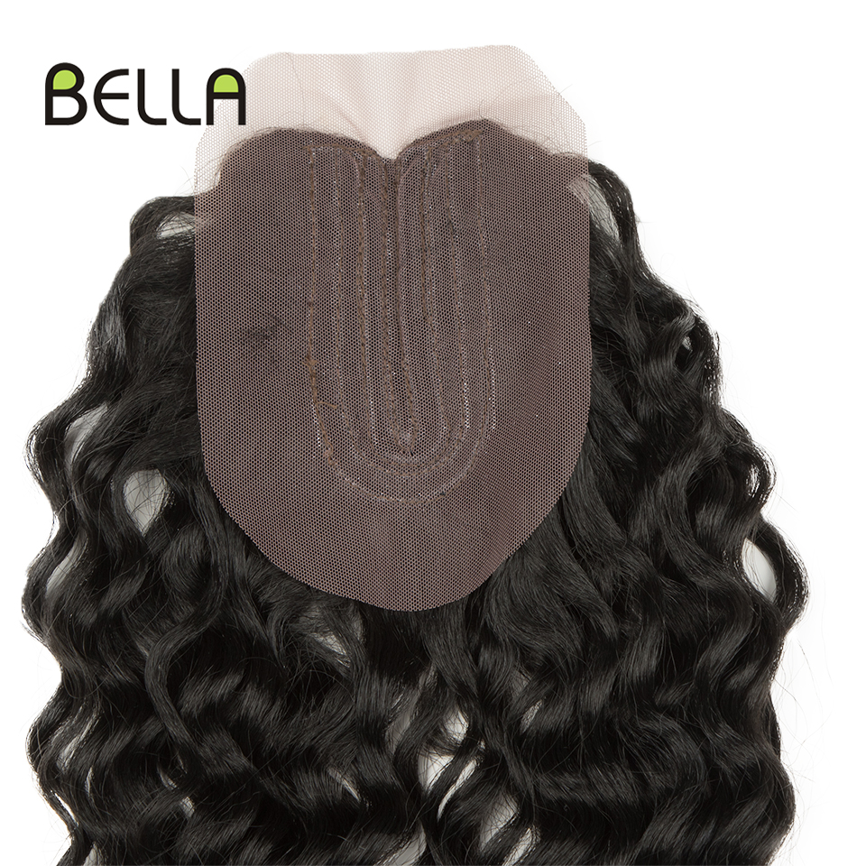 Bella-extensiones de cabello rizado sintético para mujer, mechones de pelo ondulado con cierre, color marrón degradado de 20 pulgadas, 9 unids/paquete
