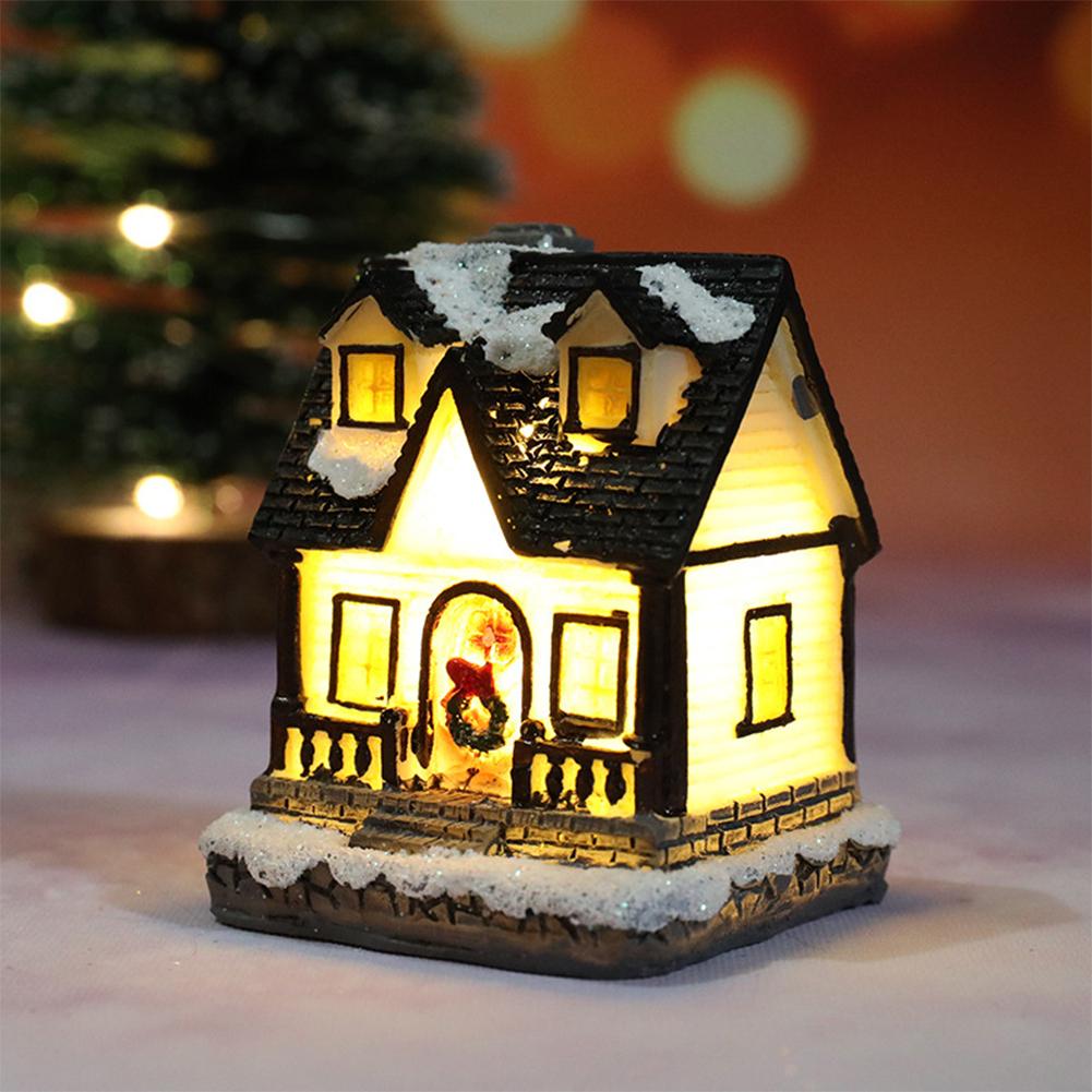 Kerst Huis Prachtige Lichtgevende Festival Led Light Verlichte Hars Huis Diy Raamdecoratie Kerstboom Decors