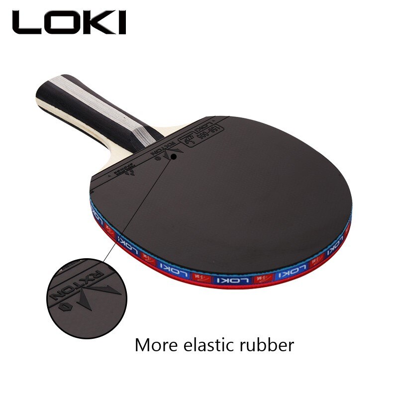 Loki-paletas de Ping Pong para principiantes, raqueta de tenis de mesa con 5 hojas de madera, 1 par de granos de goma