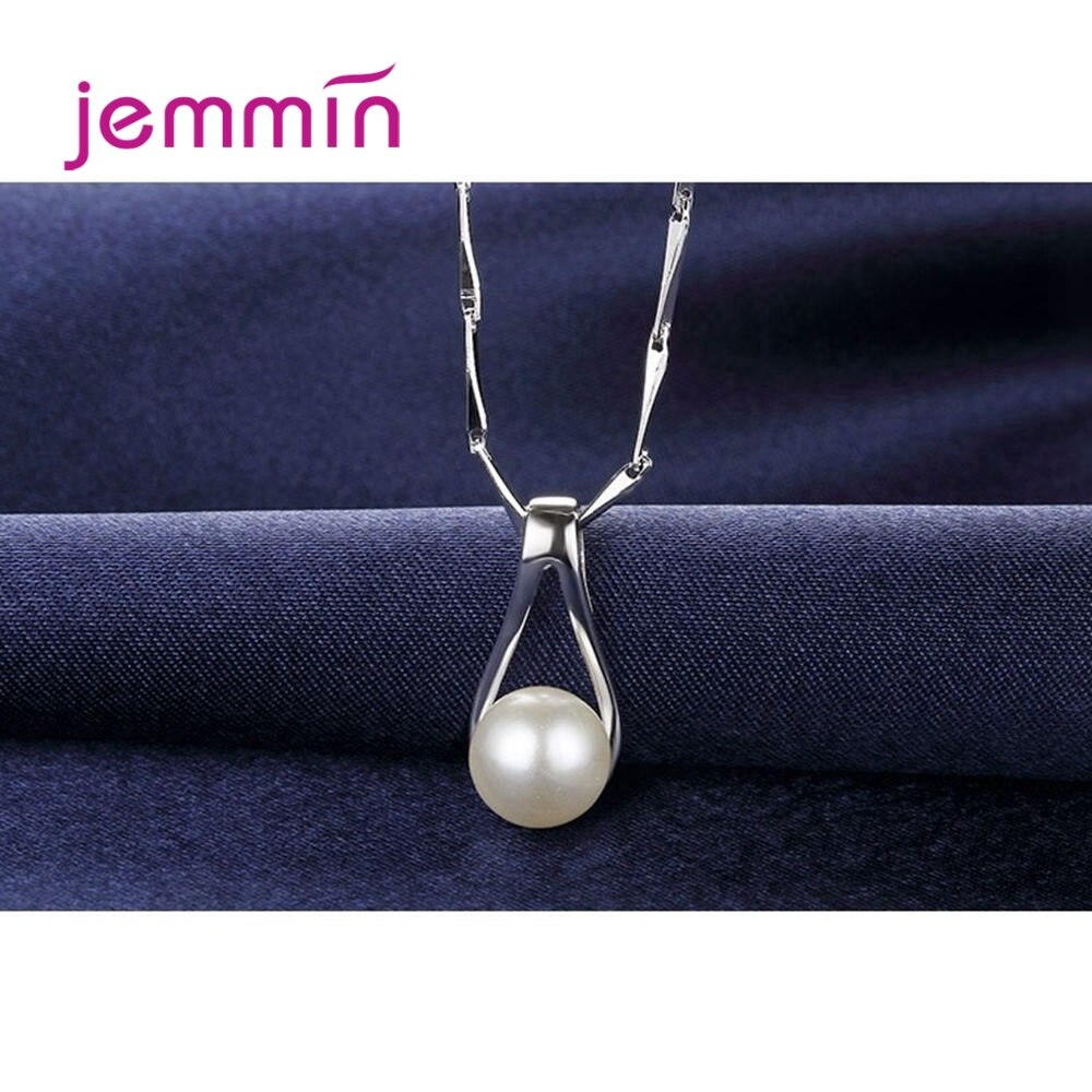 925 Sterling Silver Pendant Necklace Hoop Earrings Jewelry Set For Women Party Jewelry Trendy Style Pearls