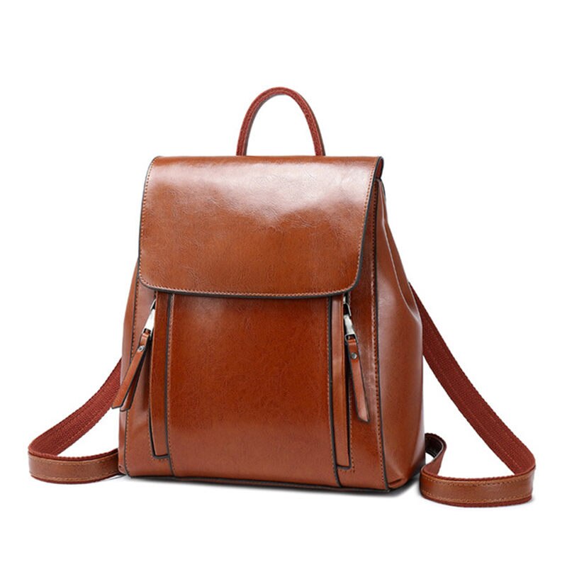 RanHuang Women Backpack Split Leather Backpack Women's Travel Bags School Bags For Teenage Girls: Brown