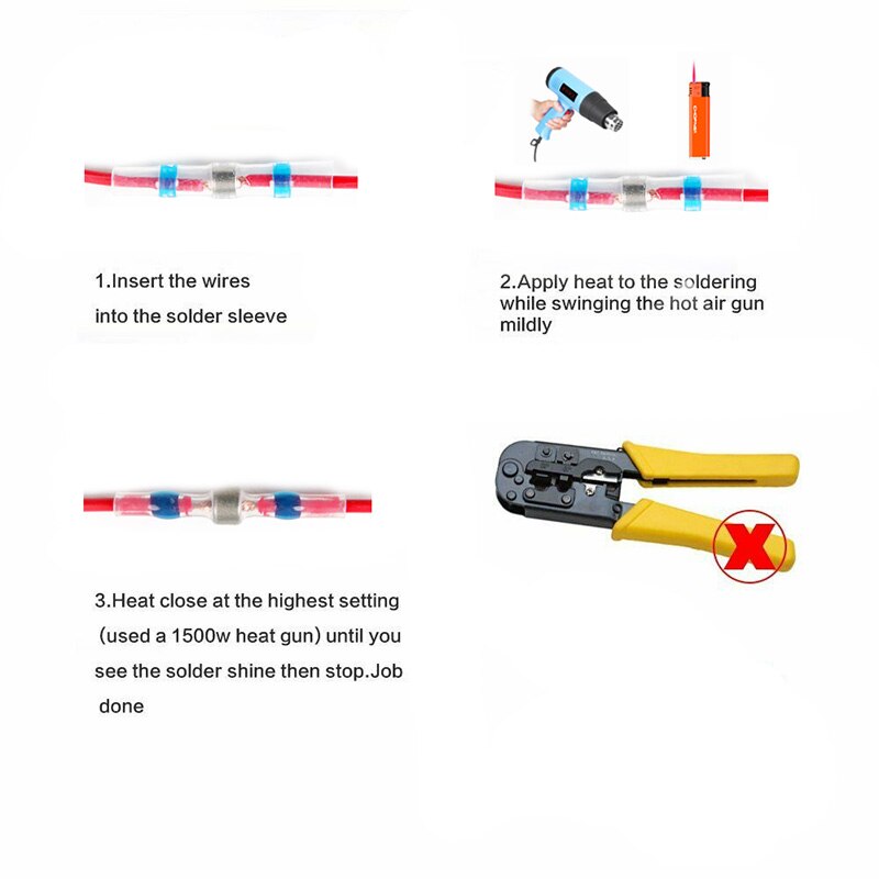 20/50PCS Waterproof Solder Seal Sleeve Splice Terminals Heat Shrink Electrical Wire Connector Butt Connector Insulated Soldering