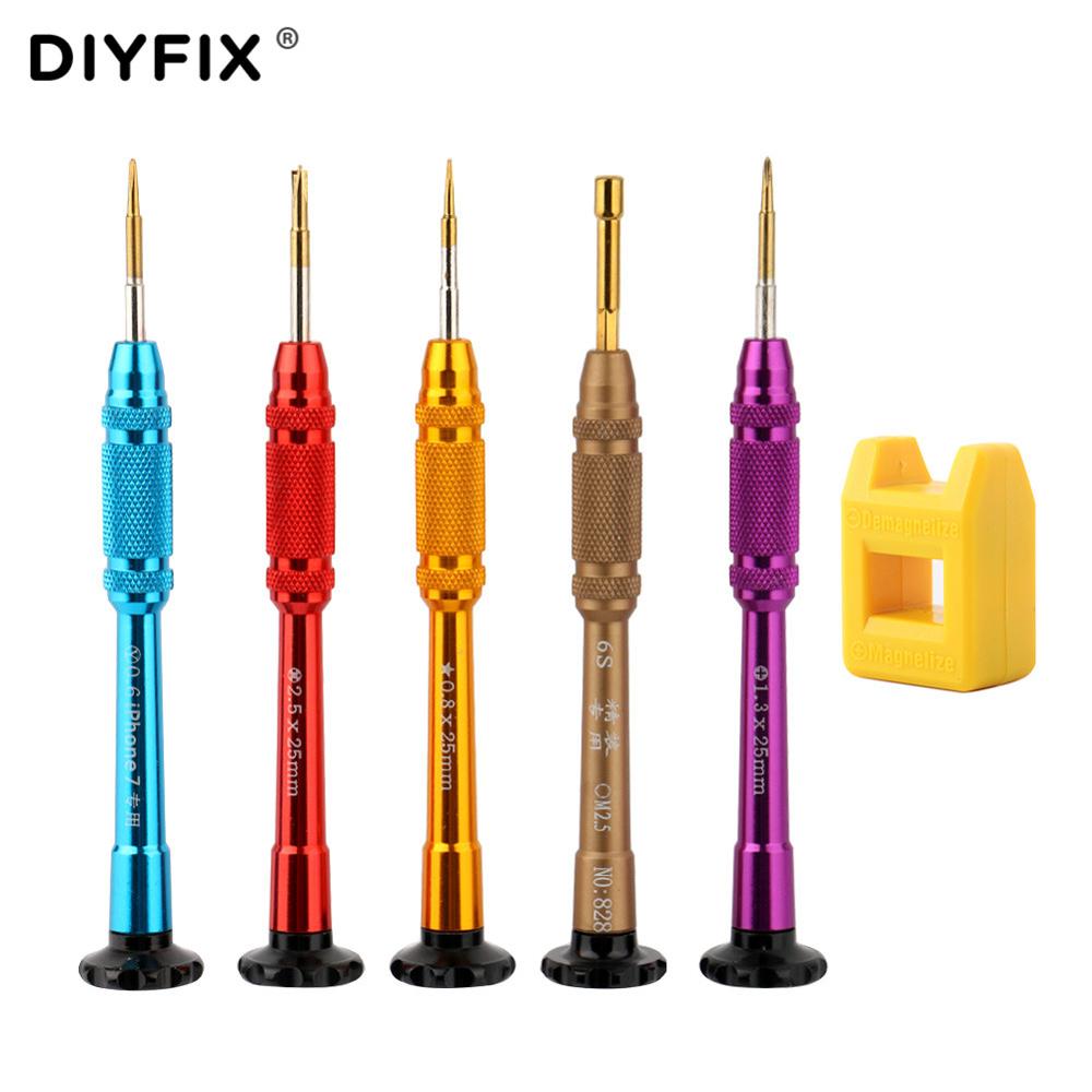 DIYFIX Telefon Reparatur Werkzeug Bausatz Schraubendreher-einstellen für iPhone X 8 7 6 s 6 Mini Magnetiseur Entmagnetisierer Zerlegen Öffnungs Bausätze: 6 in 1 Werkzeug einstellen