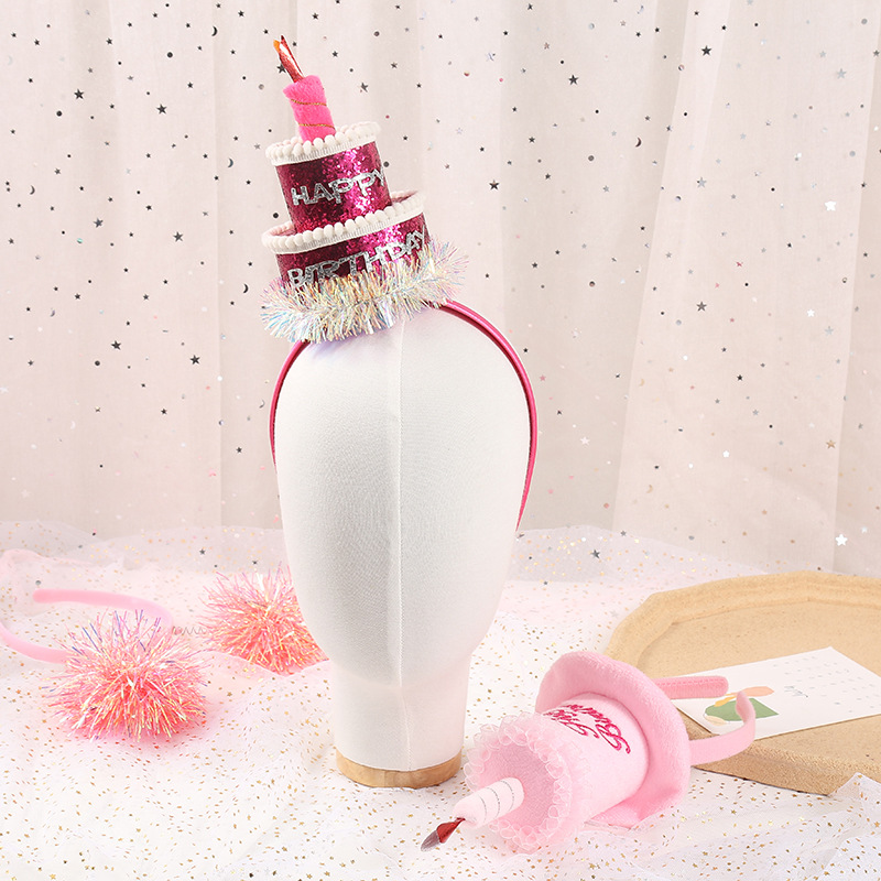 Diadema de feliz cumpleaños para niña y mujer, diadema para pastel, corona para , accesorios para el cabello, rosa brillante, roja