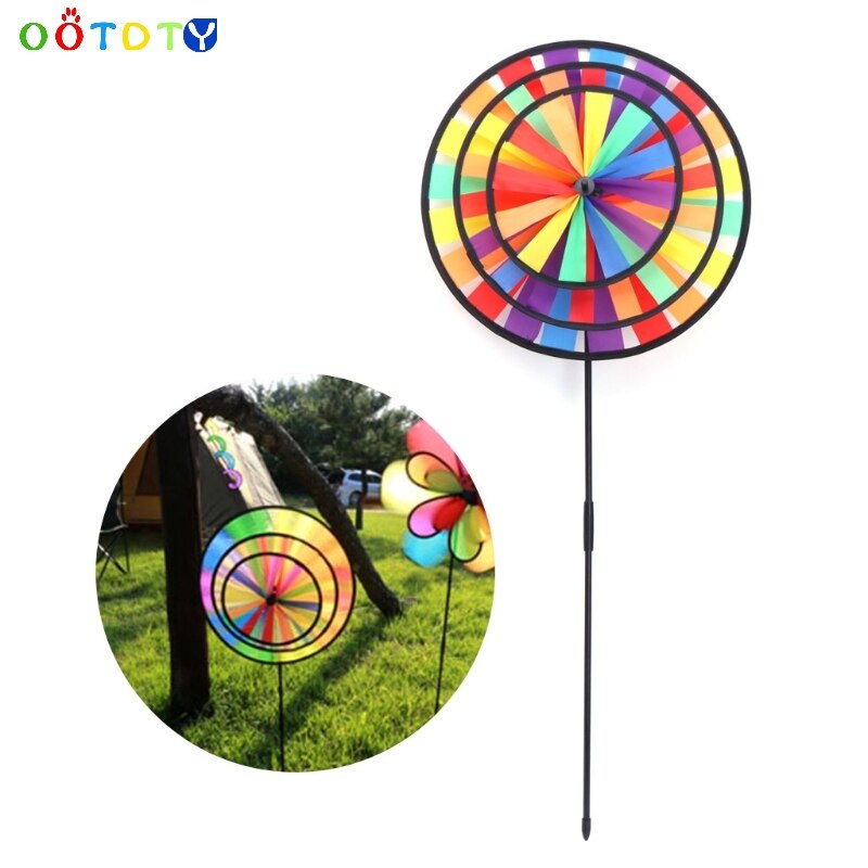 Regenboog Wind Spinner Kleurrijke Windmolen Leuke Cartoon Dier Winnower Kinderen Speelgoed Triple Wiel