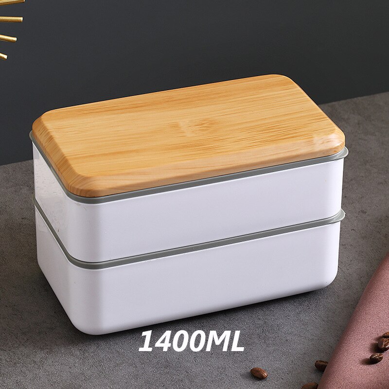 Bento Lunchbox Voedsel Opslag Containers Lunchbox Voor Kid Japanse Snack Lunchbox Magnetron Servies Keuken Maaltijd Prep Picknick: WHITE    1400ML