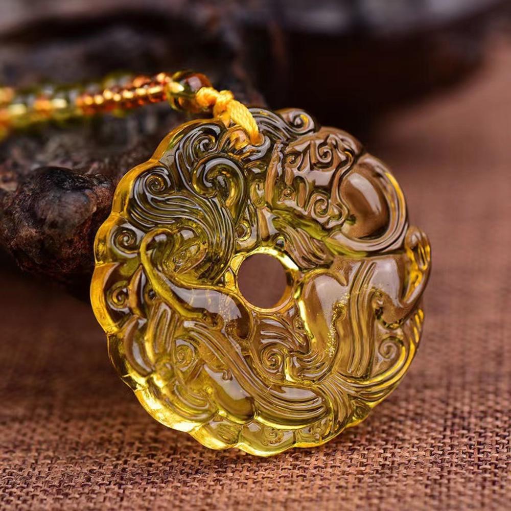 Grön jade handskuren drake ihålig jadehänge halsband kinesisk amulett kvinnor mans lyckohalsband smycken: Koboltviolett