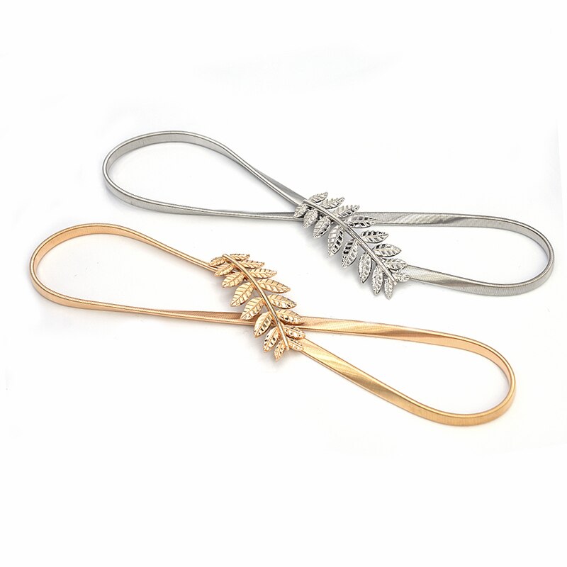 Cinturón de hebilla de metal de hojas de flores para mujer, cinturón de cadena de cintura elástica para mujer, cinturón de mujer fino dorado pasek damski